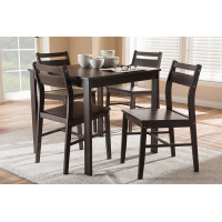 Baxton Studio Lovy Dining Set Lovy Modern and Contemporary Walnut-Finished 5-Piece Dining Set